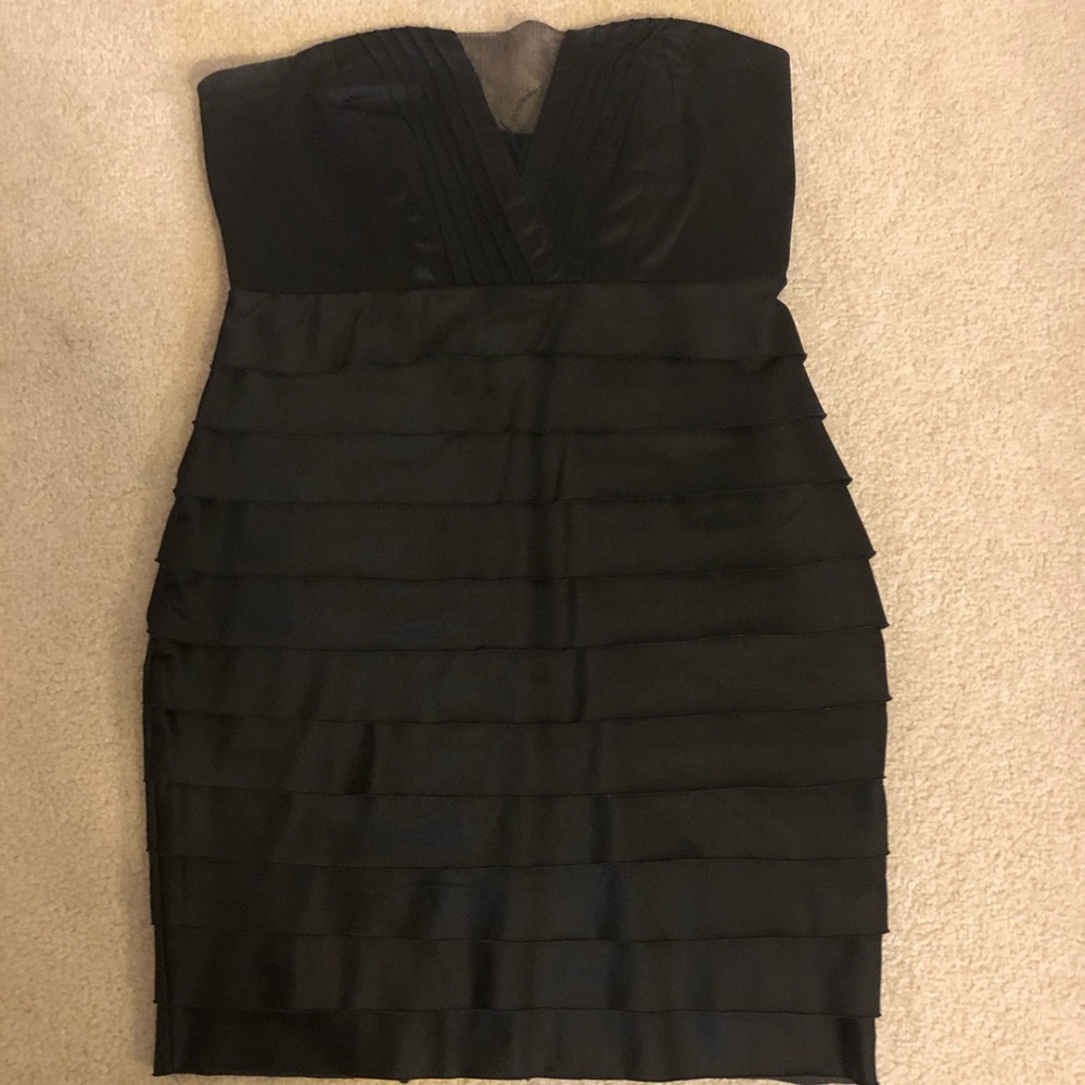 Black mini sleeveless dress w/ sexy mesh cutout